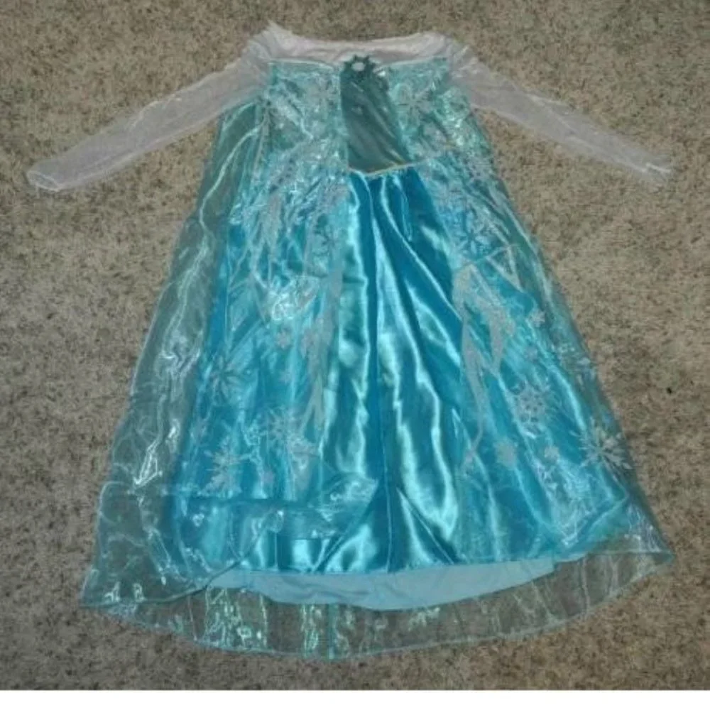 Disney Frozen Elsa Halloween Costume 10/12 Blue Dress, Tiara & Wand 3 Pc Girls